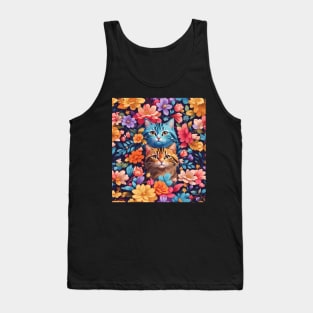 Cute Cats in Flowers - A Purrfect Design Tank Top